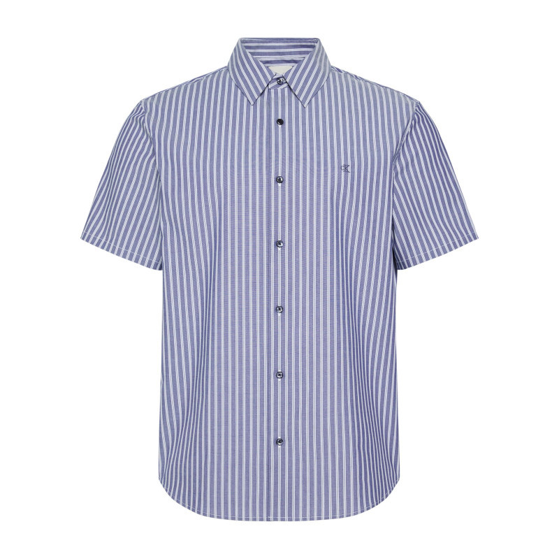 Calvin Klein - Chemise à Rayures Verticales En Coton Bleue Pourvue D'un Col à Revers - Bleu Calvin Klein - Chemise à Rayures Verticales En Coton Bleue Pourvue D'un Col à Revers - Bleu