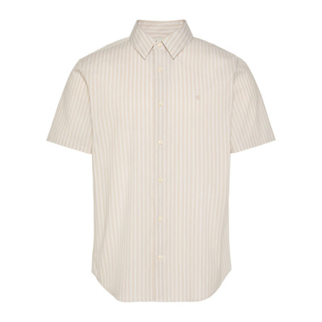 Chemise à rayures verticales en coton beige...