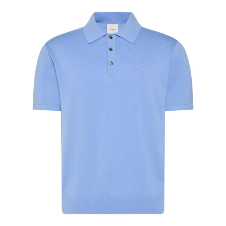 Polo en coton bleu à coupe droite pourvu d'un...