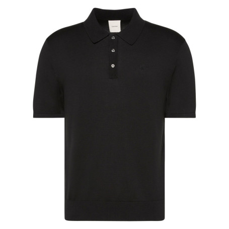 Polo en coton noir à coupe droite pourvu d'un...
