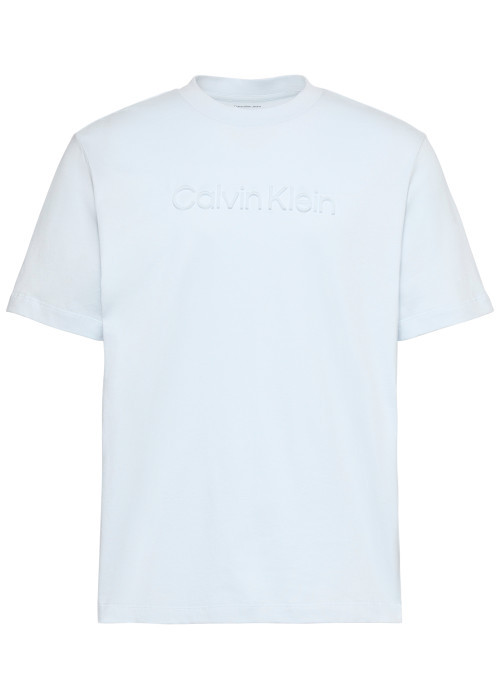 T-shirt en coton ciel à coupe droite pourvu...