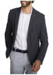 Thumbnail Blazer marine à coupe ajustée pourvu d'un col tailleur et de manches longues