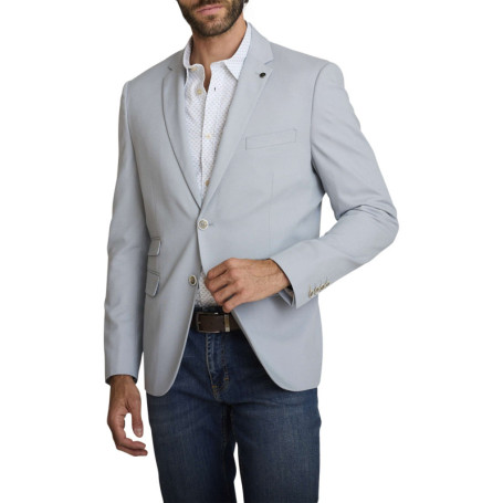 Blazer gris clair à coupe ajustée pourvu d'un...
