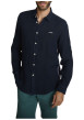Thumbnail Chemise en lin marine à coupe droite pourvue d'un col à revers