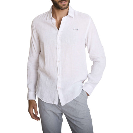 Chemise en lin blanc à coupe droite pourvue...