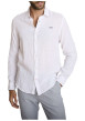 Thumbnail Chemise en lin blanc à coupe droite pourvue d'un col à revers