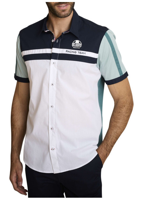 Chemise en coton multicolore à coupe droite pourvue d'inscriptions imprimées