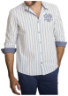 Thumbnail Chemise en coton et lin mélangés blanche ornée d'un motif à rayures