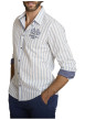 Thumbnail Chemise en coton et lin mélangés blanche ornée d'un motif à rayures - Image 3