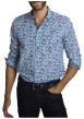 Thumbnail Chemise en coton bleue à coupe droite ornée d'un motif végétal - Image 5