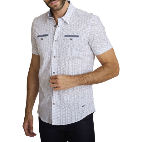 Chemise en coton blanche à coupe droite pourvue...