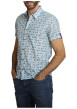Thumbnail Chemise en coton ciel à coupe droite ornée d'un motif floral tricolore