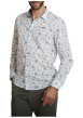 Thumbnail Chemise en coton blanche à coupe droite ornée d'un motif végétal