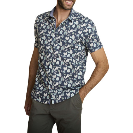 Chemise en coton marine à coupe droite ornée...