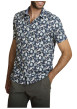 Thumbnail Chemise en coton marine à coupe droite ornée d'un motif végétal