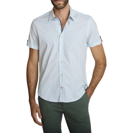 Chemise en coton bleue à coupe droite ornée...