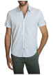 Thumbnail Chemise en coton bleue à coupe droite ornée d'un motif géométrique