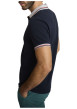 Thumbnail Polo en coton marine à coupe droite pourvu d'un col à revers boutonné - Image 3