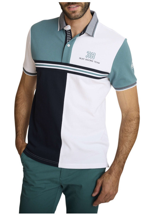 Polo en coton multicolore à coupe droite pourvu d'un col boutonné
