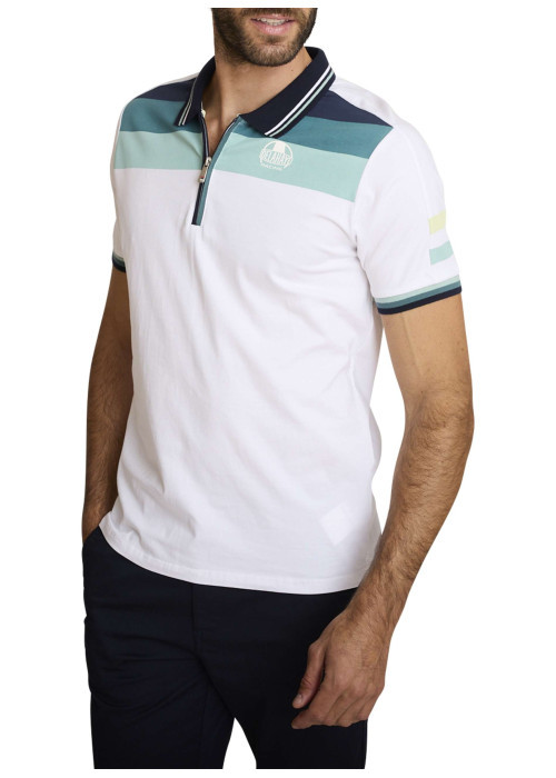 Polo en coton blanc à coupe droite pourvu de manches courtes