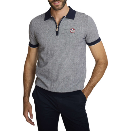 Polo en coton marine à coupe droite pourvu d'un...