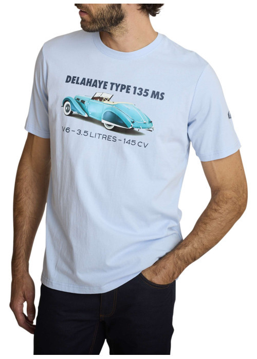 T-shirt en coton ciel à coupe droite orné d'un imprimé de voiture
