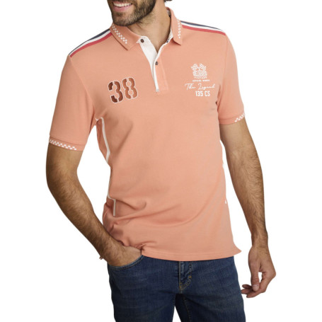 Polo en coton pêche à coupe droite pourvu d'un...
