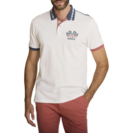 Polo en coton blanc à coupe droite pourvu d'un...