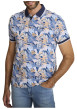 Thumbnail Polo en coton bleu à coupe droite pourvu d'un col à revers contrasté