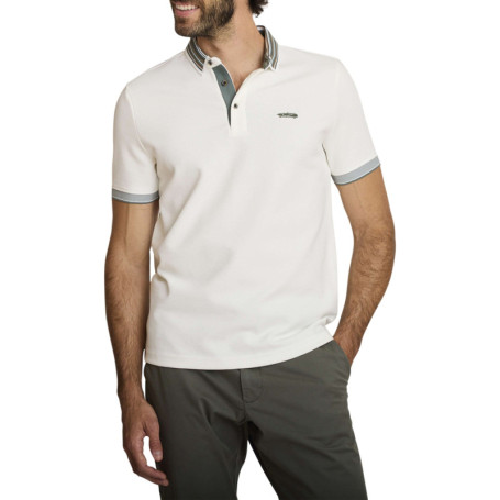 Polo en coton beige à coupe droite pourvu d'un...