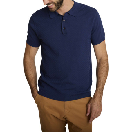 Polo marine à coupe droite pourvu d'un col...