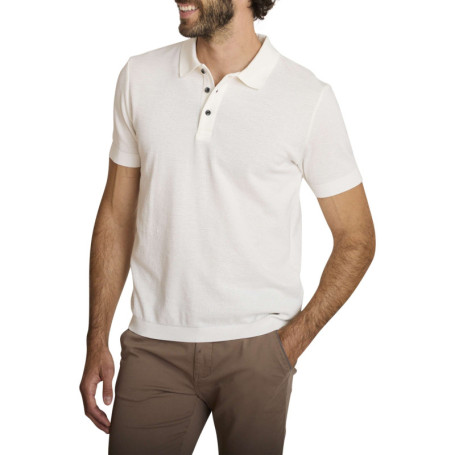 Polo en coton mélangé écru à coupe droite...