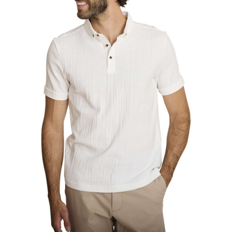 Polo en coton écru à coupe droite pourvu d'un...
