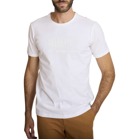 T-shirt en coton blanc à coupe droite pourvu...