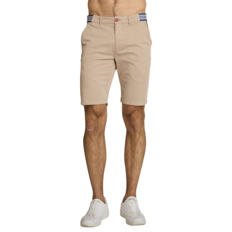 Short chino en coton beige à coupe droite...
