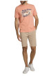 Thumbnail Short chino en coton beige à coupe droite pourvu de multiples poches - Image 4