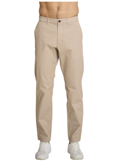 Jean en coton beige à coupe ajustée pourvu de multiples poches