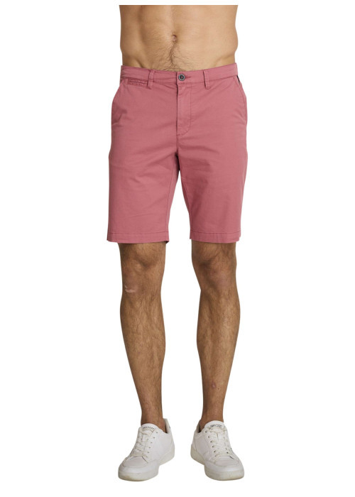 Short chino en coton rose à coupe droite pourvu de multiples poches