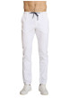 Thumbnail Pantalon chino en coton et lin mélangé blanc pourvu d'une taille élastiquée