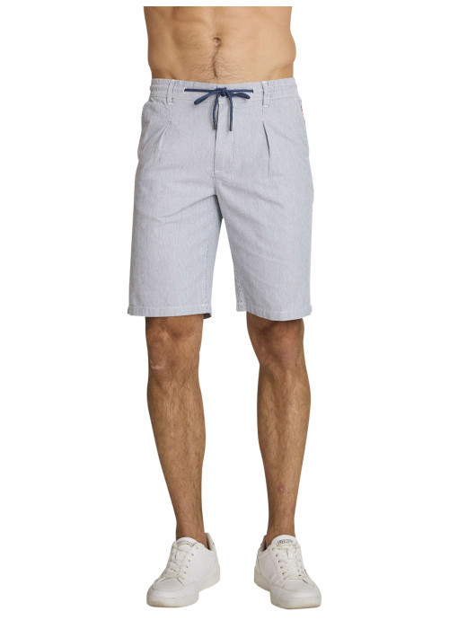 Short chino en coton gris à coupe droite pourvu d'une taille élastiquée