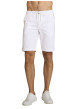 Thumbnail Short chino en coton et lin mélangé blanc pourvu d'une taille élastiquée