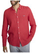 Thumbnail Chemise en lin rouge à coupe droite pourvue d'un col à revers