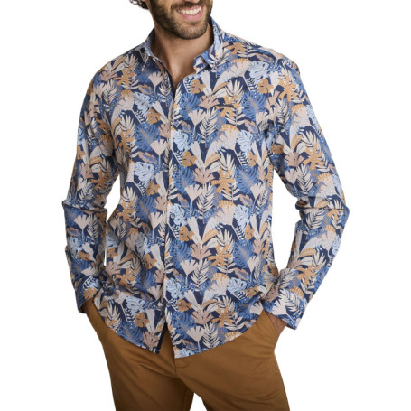 Chemise en coton bleue à coupe ajustée pourvue...