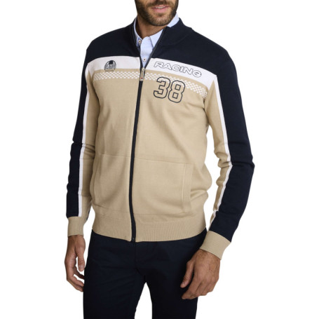 Gilet beige à coupe ajustée pourvu de manches...
