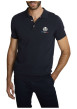 Thumbnail Polo en coton marine à coupe droite pourvu d'un col boutonné