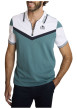 Thumbnail Polo en coton vert à coupe droite pourvu d'un col à fermeture zippée