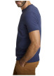 Thumbnail T-shirt en coton marine à coupe droite pourvu d'un col rond en maille piquée - Image 3
