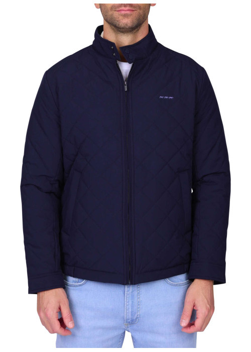 Blouson marine uni avec une coupe droite et un logo brodé à la poitrine