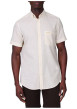 Thumbnail Chemise en coton et lin mélangé jaune unie avec une coupe droite