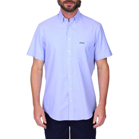 Chemise en coton bleu ciel unie avec unecoupe...
